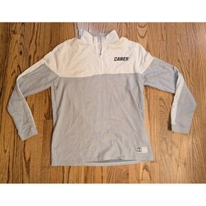 Miami Hurricanes Pullover Men's L NCAA Football Under Armour 1/4 Zip White/Gray